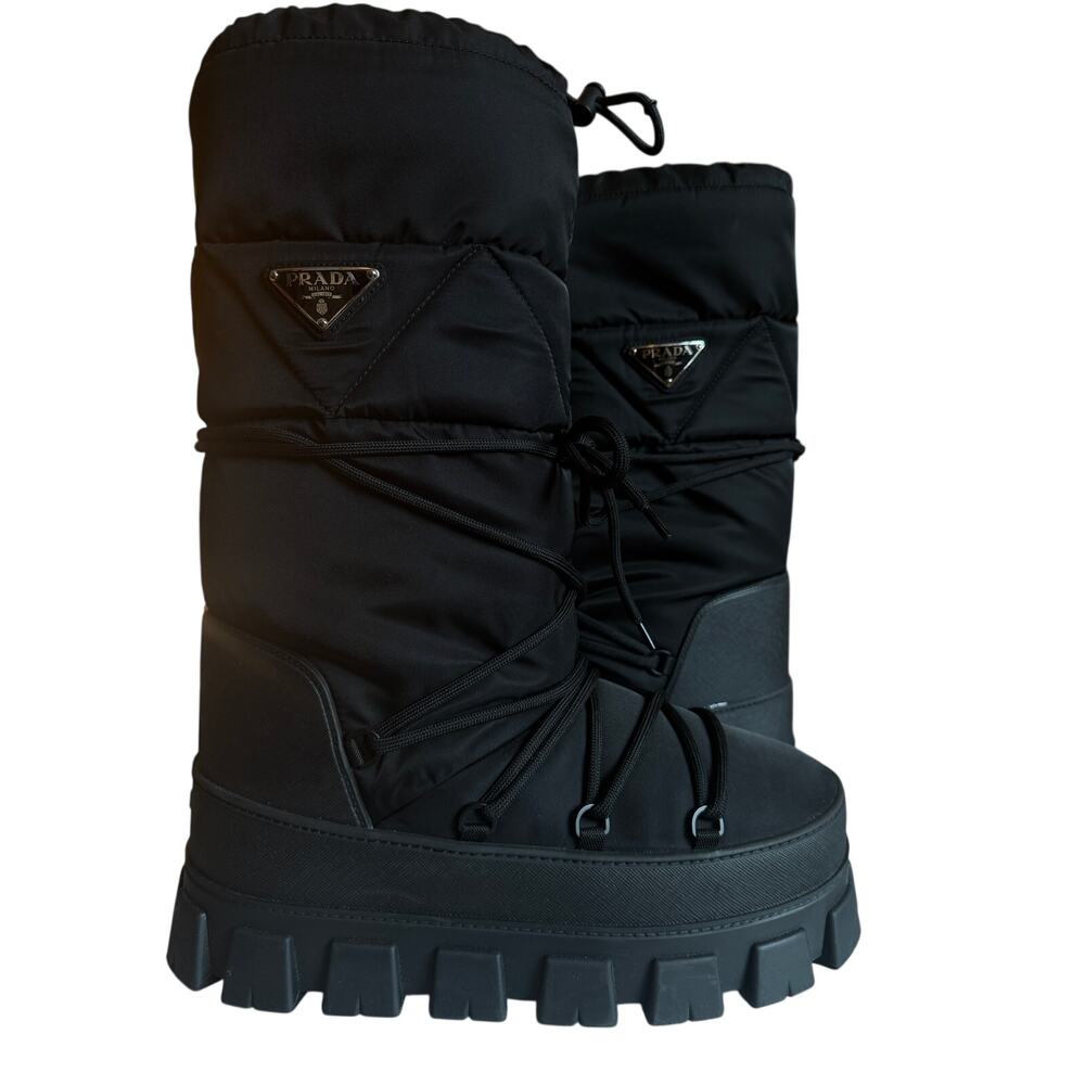 Prada Women's Black Recycled Nylon Moon Boots - Picture 3 of 6